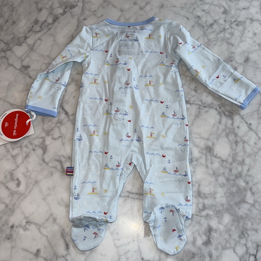 NWT Magnetic Me Blue Sailboat Footie - Picture 7 of 7